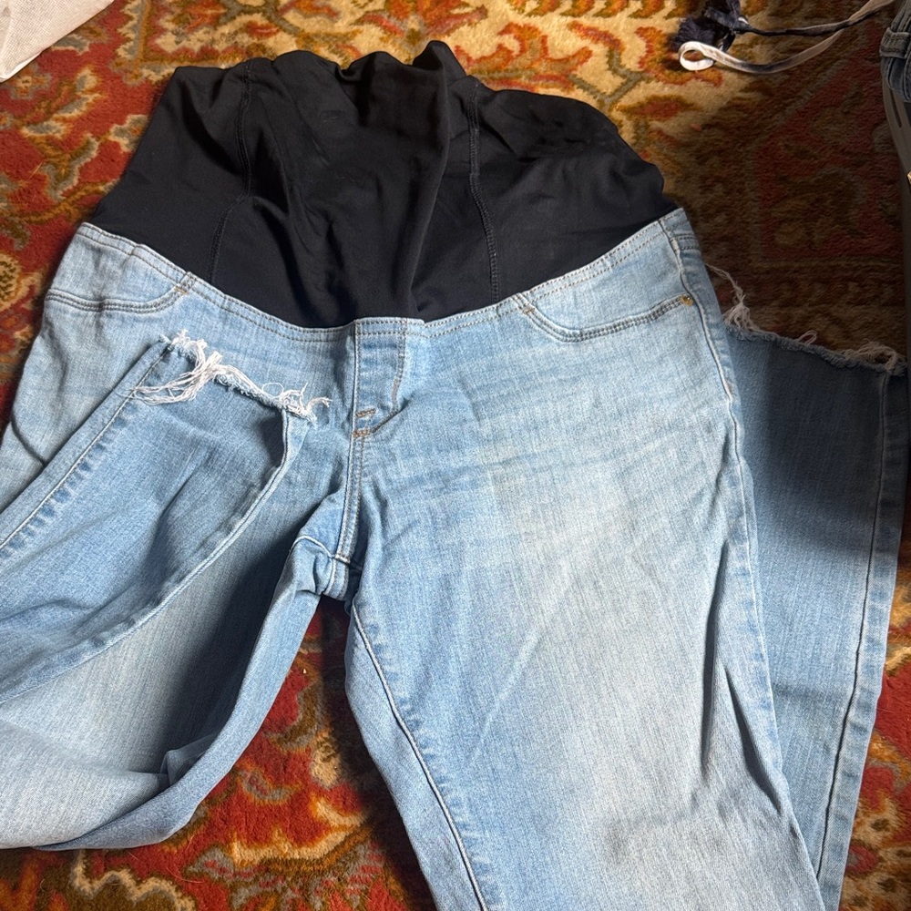 Isabel Maternity Light Blue Jeans with Black Waistband